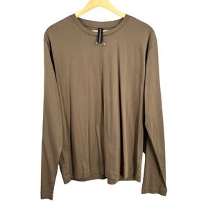 Rochambeau Long Sleeve Shirt 100%‎ Cotton Taupe Brown Stretchy Minimalist Mens L